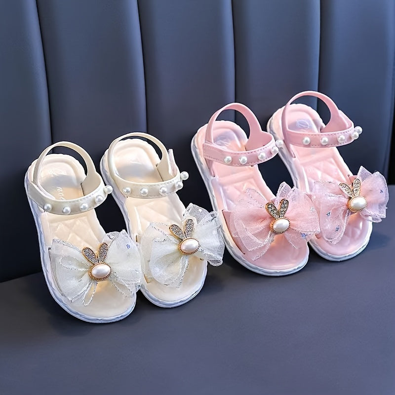 Girls Breathable PVC Sandals with Bows for Outdoor Activities Spring Summer