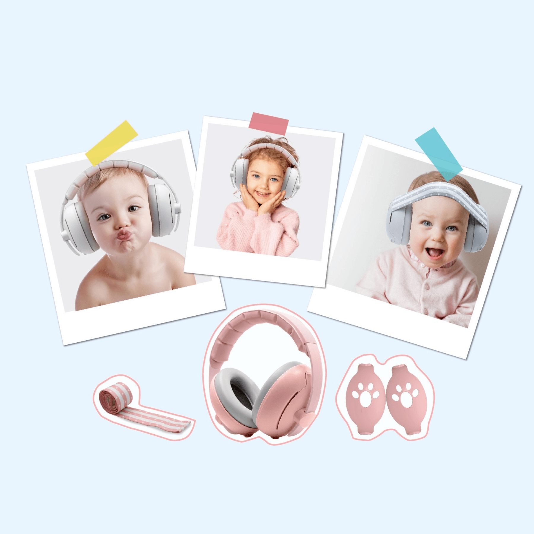 Kids' Noise-Canceling Ear Muffs for Kids Safe Hearing Protection White Pink Blue