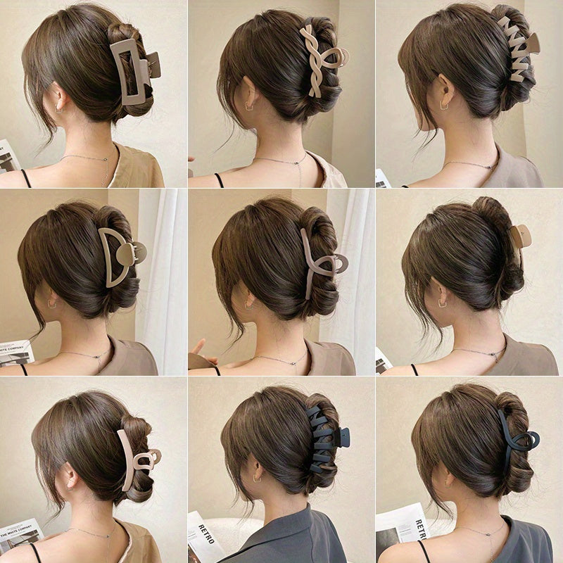 10-Piece Large Hairpins for Thick Hair with Shark Clips Brown Acrylic Alloy Hair Accessories