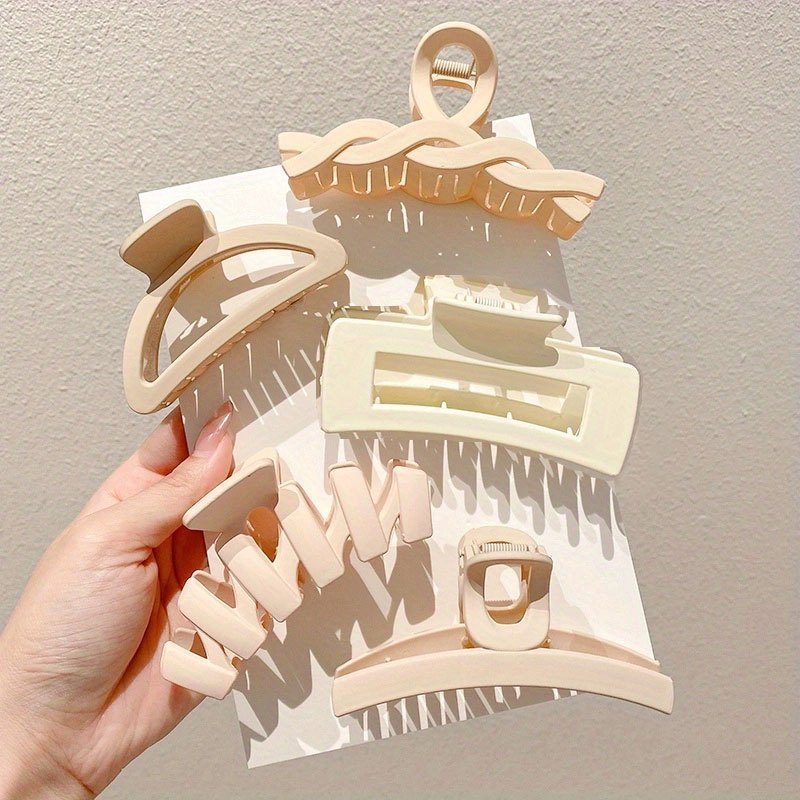 10-Piece Large Hairpins for Thick Hair with Shark Clips Brown Acrylic Alloy Hair Accessories