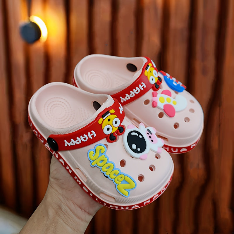 Kids Clog Sandals Breathable EVA Slip-On Non-Slip Cartoon Decorations Indoor Outdoor