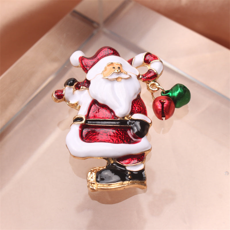 Elegant Enamel Santa Claus Brooch Pin Christmas Holiday Jewelry Gift Irregular Shape Fashion Accessory