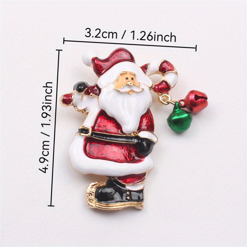 Bir dona Elegant Luxury Enamel Santa Claus Brooch Pin - Mukammal Rojdestvo Yangilik Sovg‘asi, Noan’anaviy Shakldagi Moda Aksessuari Partiya va Kundalik Kiymak Uchun, Kiyim, Sumka va Shapka Dekoriga Jozibador Qo‘shilish.