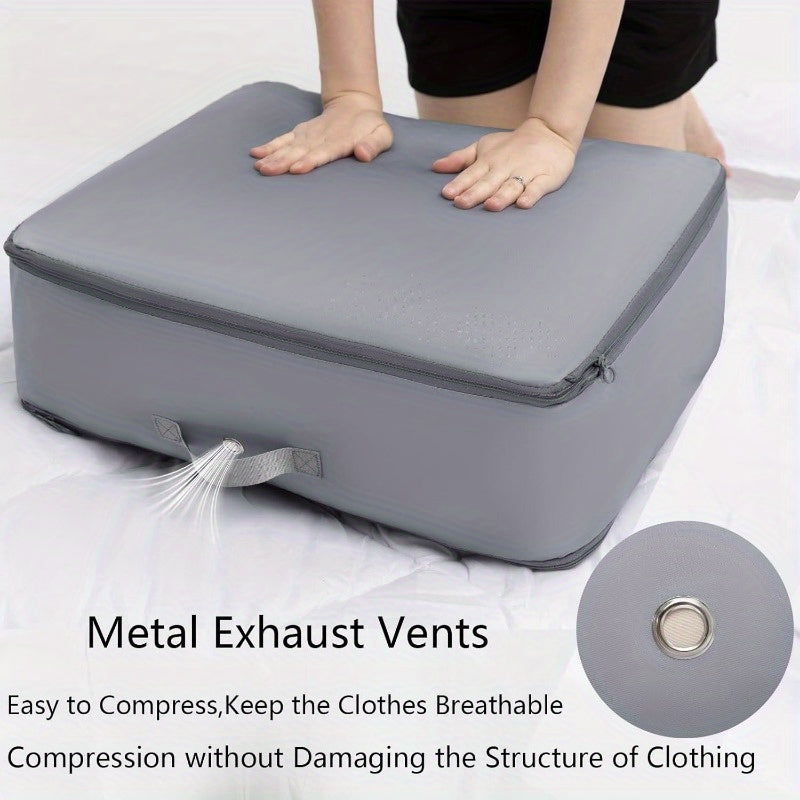 Large Gray Compression Storage Bags 4 Pack Space-Saving Organizer for Clothes Bedding