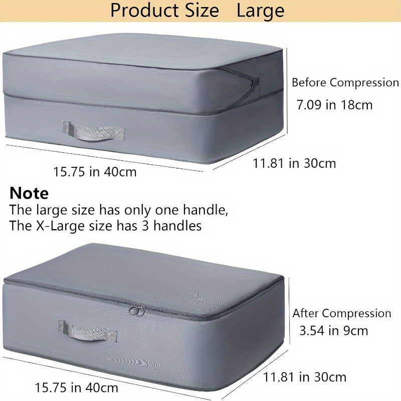 Large Gray Compression Storage Bags 4 Pack Space-Saving Organizer for Clothes Bedding