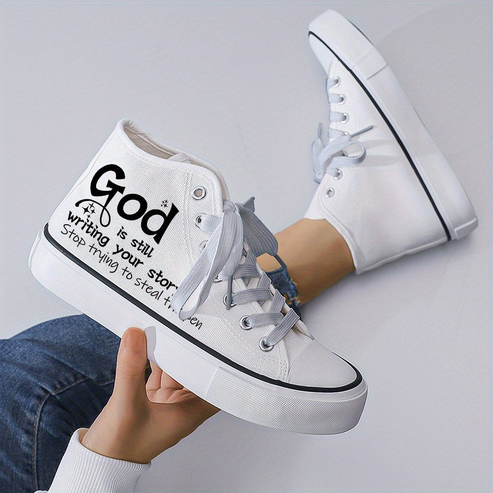 Women's Casual Skateboard Sneakers Black White Laces All Seasons