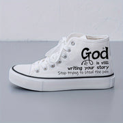 Women's Casual Skateboard Sneakers Black White Laces All Seasons