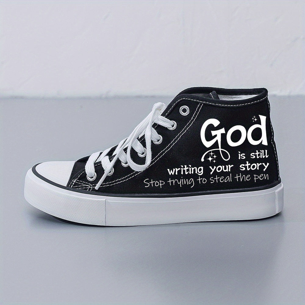 Women's Casual Skateboard Sneakers Black White Laces All Seasons