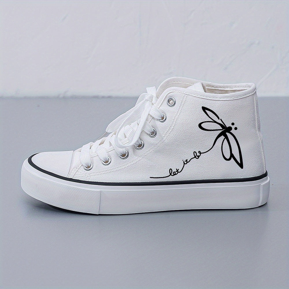 Women's Black and White Casual Skate Shoes with Laces and 2D Print