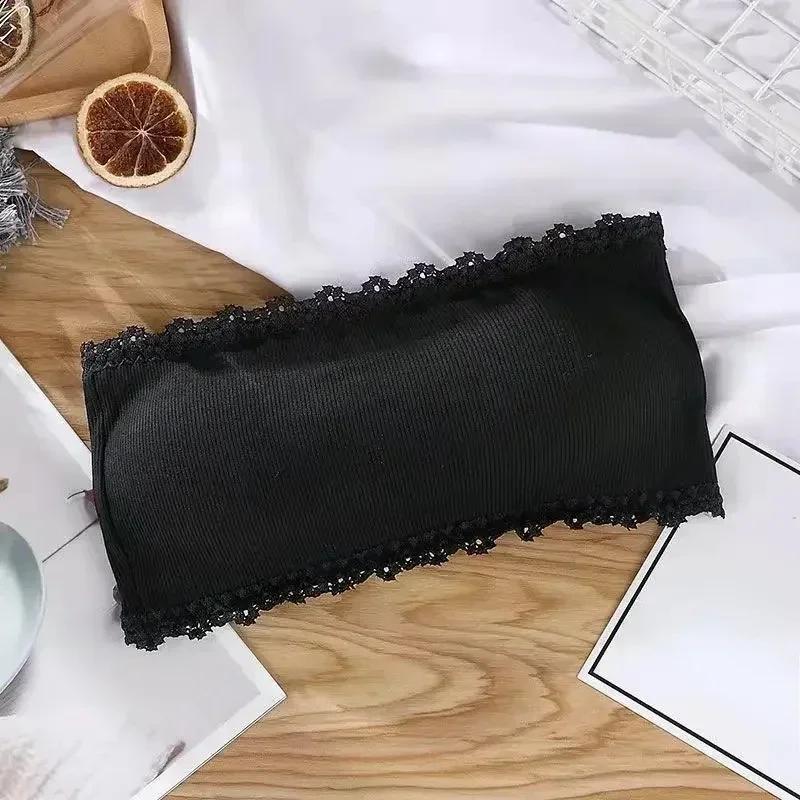 Women’s Strapless Lace Bralette Tube Top Breathable Polyester Wireless Support Opaque Woven Fabric Summer Lingerie