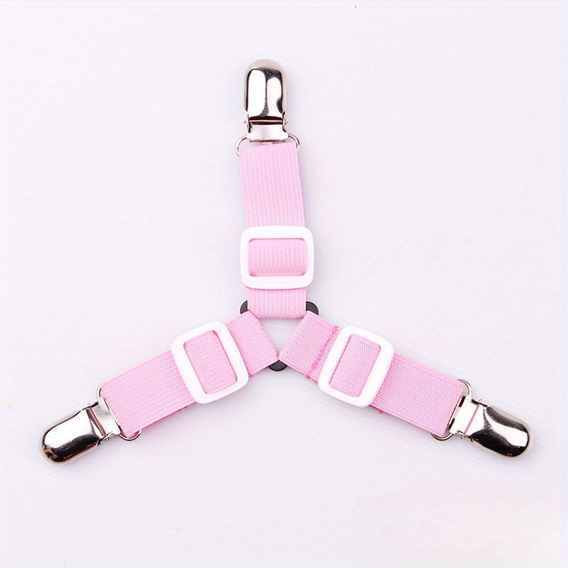 Three-Pack Gray Adjustable Sheet Clips for Bedding and Curtains