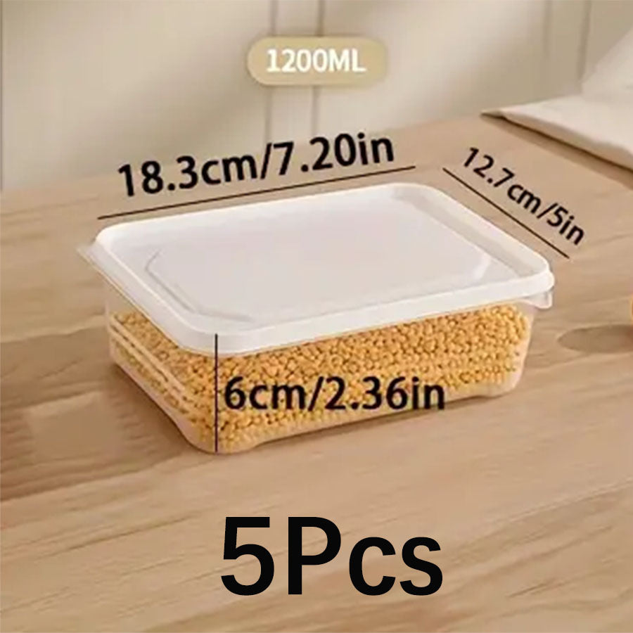 5/10 Pcs Polypropylene Refrigerator Storage Box with Lid 1200ml Food Safe