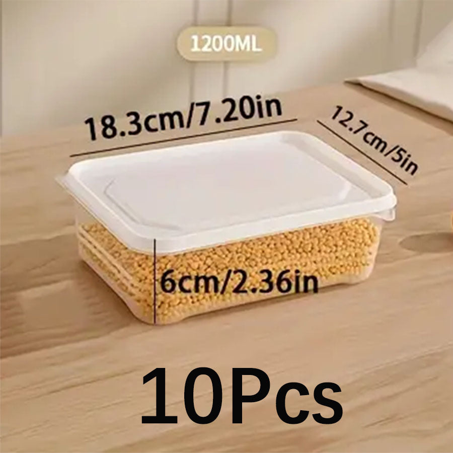 5/10 Pcs Polypropylene Refrigerator Storage Box with Lid 1200ml Food Safe