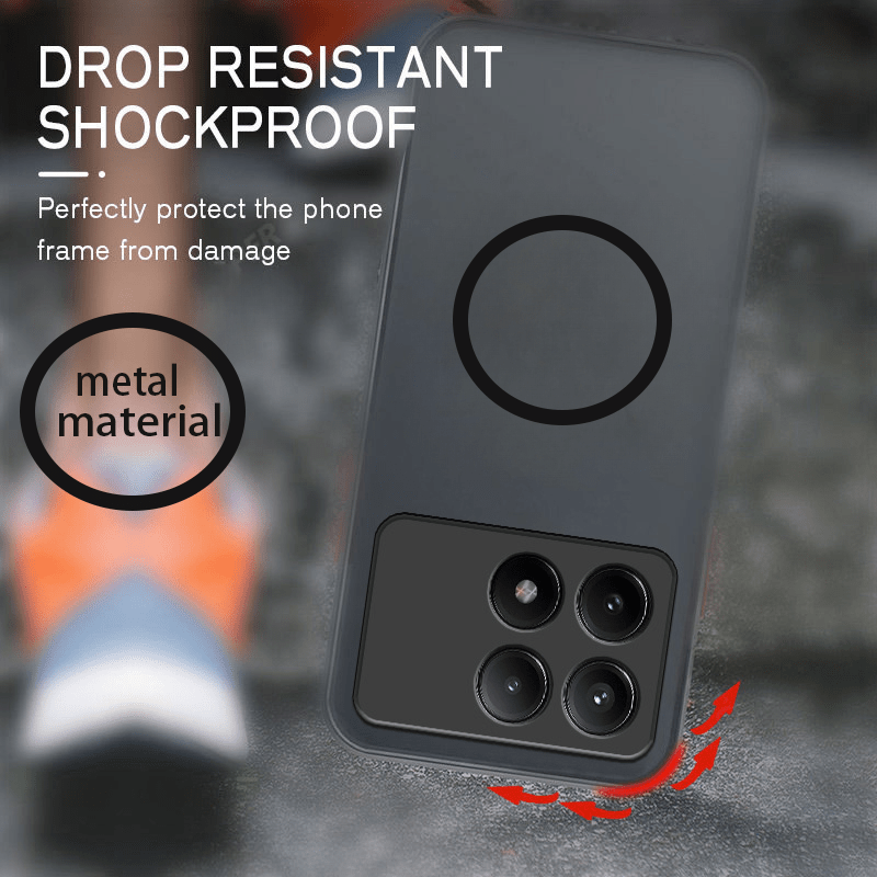 Frosted Full Cover Phone Case Compatible with Xiaomi Models Shockproof Magnetic Car Holder Support Wireless Charging