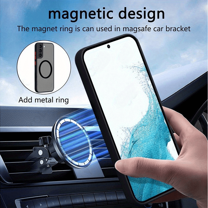 Frosted Full Cover Phone Case Compatible with Xiaomi Models Shockproof Magnetic Car Holder Support Wireless Charging