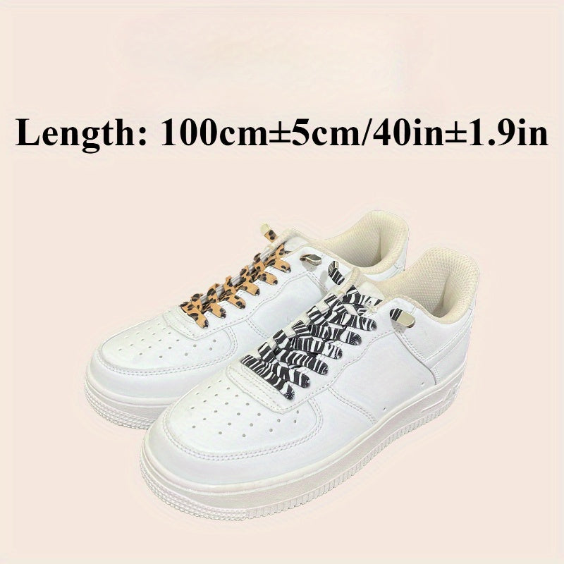 Unisex Elastic Lazy Shoelaces Polyester No Tie Animal Print for Sneakers