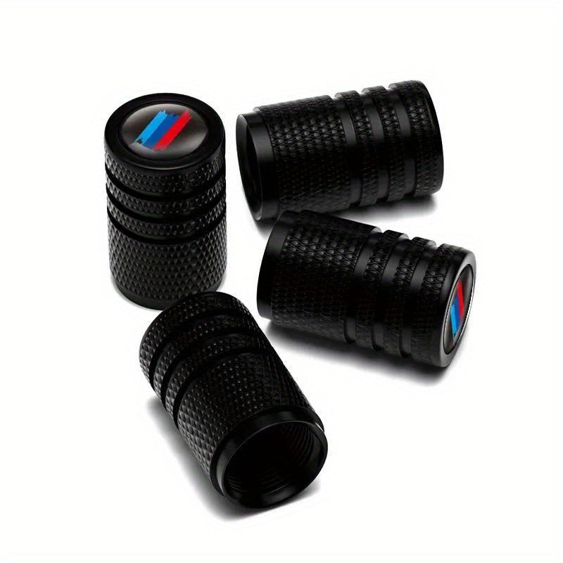 4Pcs Textured Metal Tire Valve Caps with Colorful Logo for Cars Trucks SUVs