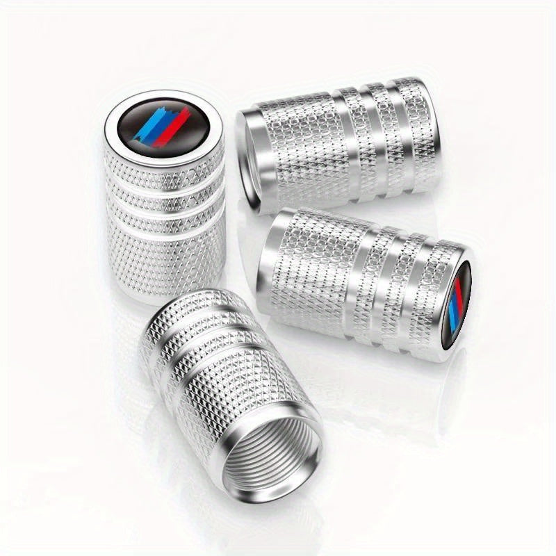 4Pcs Textured Metal Tire Valve Caps with Colorful Logo for Cars Trucks SUVs