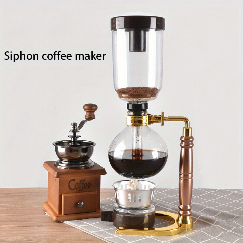 Elegant Glass 3-Cup Vacuum Syphon Coffee Maker Kit with Spoon and Brush