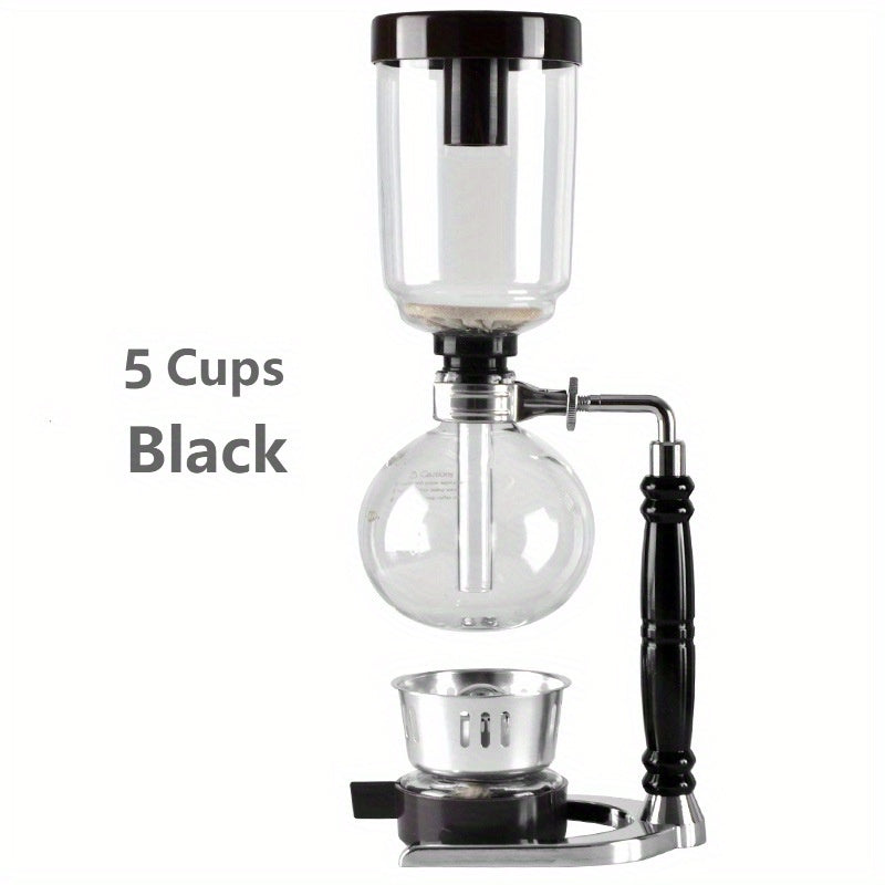 Elegant Glass 3-Cup Vacuum Syphon Coffee Maker Kit with Spoon and Brush