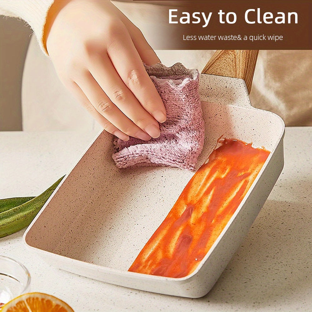 Square Egg Roll Frying Pan Non-Stick Induction Cookware with Wooden Handle