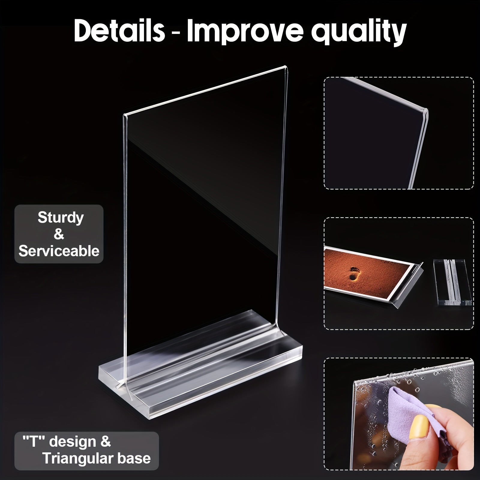 Набор из 4 акриловых рамок для фотографий, прозрачные подставки для меню на столе с двусторонними прозрачными акриловыми знаками для офиса, магазина, ресторана или встречи