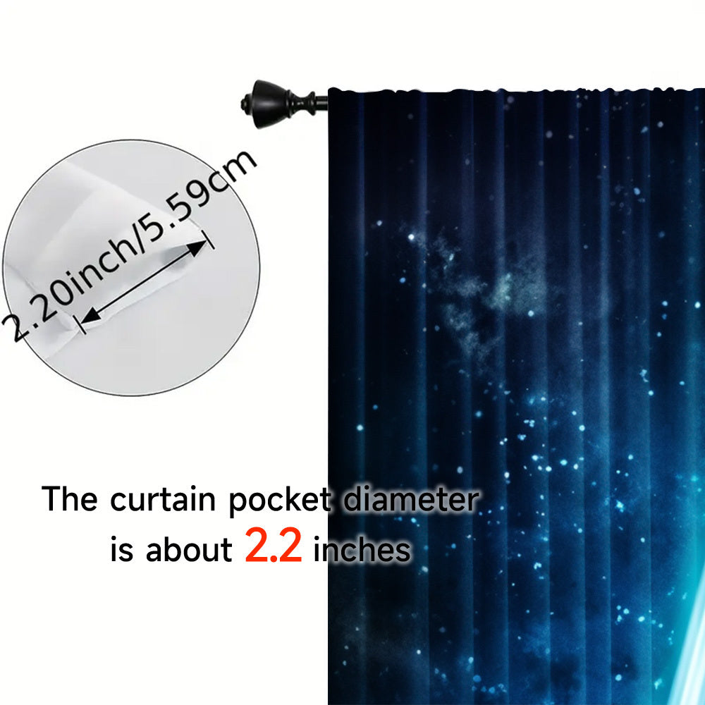 Rang-barang Ko'k va Yashil Parduzlar to'plami, 2 ta Rod Pocket, Yashash xonasi, Yotoqxona, Oshxona uchun