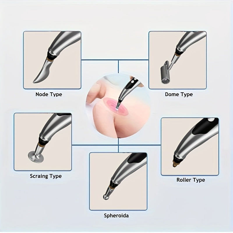 Tezliklari sozlanadigan va almashtiriladigan boshli elektr massaj qalam, to'liq tana uchun qulaylik uchun USB orqali zaryadlanadi.