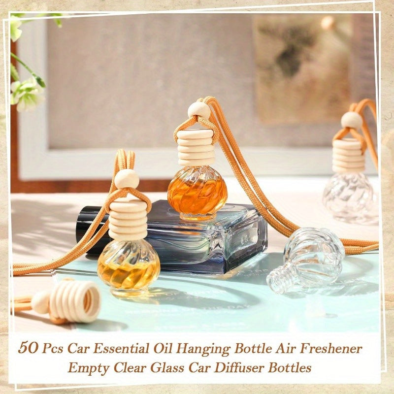 10-Pack Refillable Glass Essential Oil Diffuser Bottles 6ml Hanging Aromatherapy Pendant