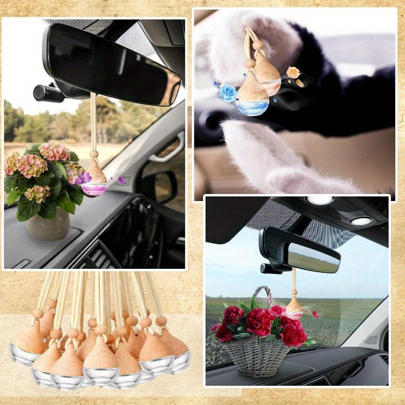 10-Pack Refillable Glass Essential Oil Diffuser Bottles 6ml Hanging Aromatherapy Pendant