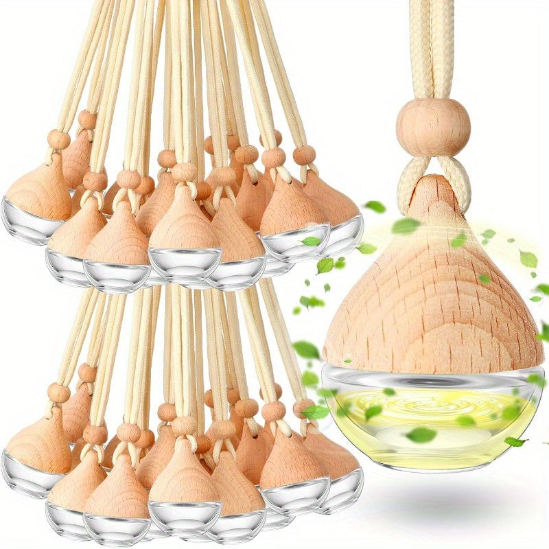 10-Pack Refillable Glass Essential Oil Diffuser Bottles 6ml Hanging Aromatherapy Pendant