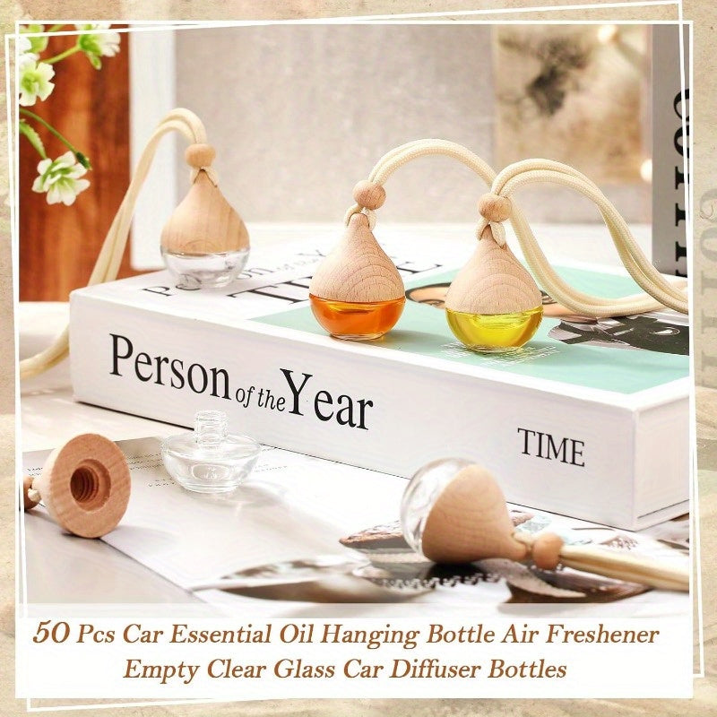 10-Pack Refillable Glass Essential Oil Diffuser Bottles 6ml Hanging Aromatherapy Pendant