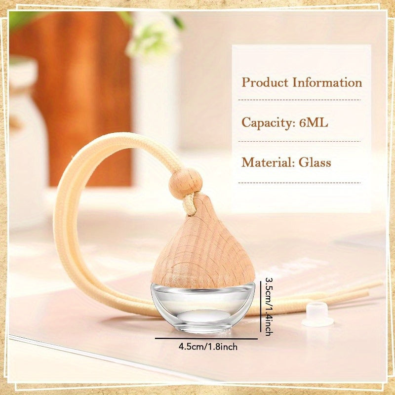 10-Pack Refillable Glass Essential Oil Diffuser Bottles 6ml Hanging Aromatherapy Pendant