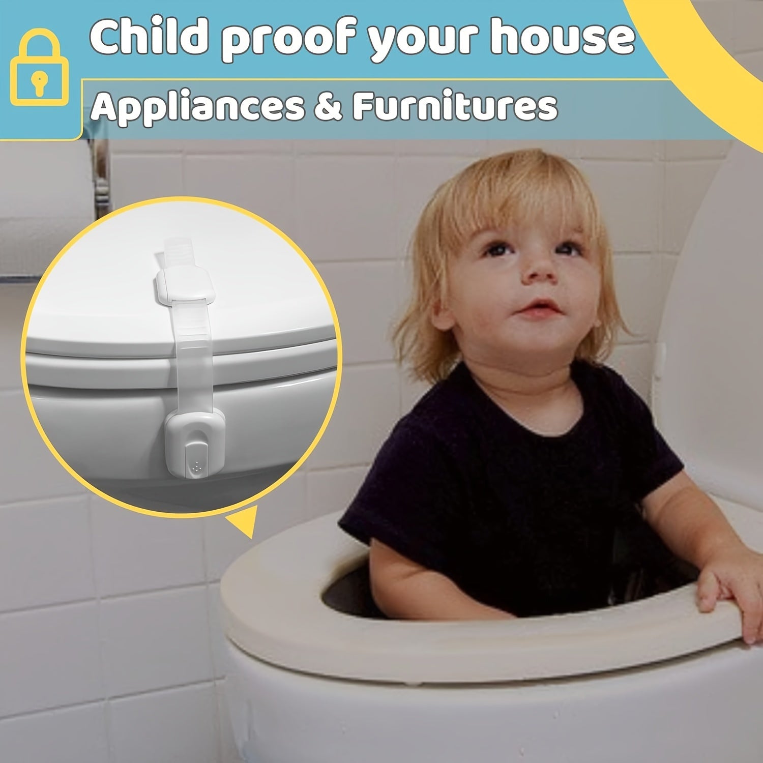 Child Safety Cabinet Locks and Straps Set of 4 Adjustable Quick Release Anti-Slip Lead-Free ABS