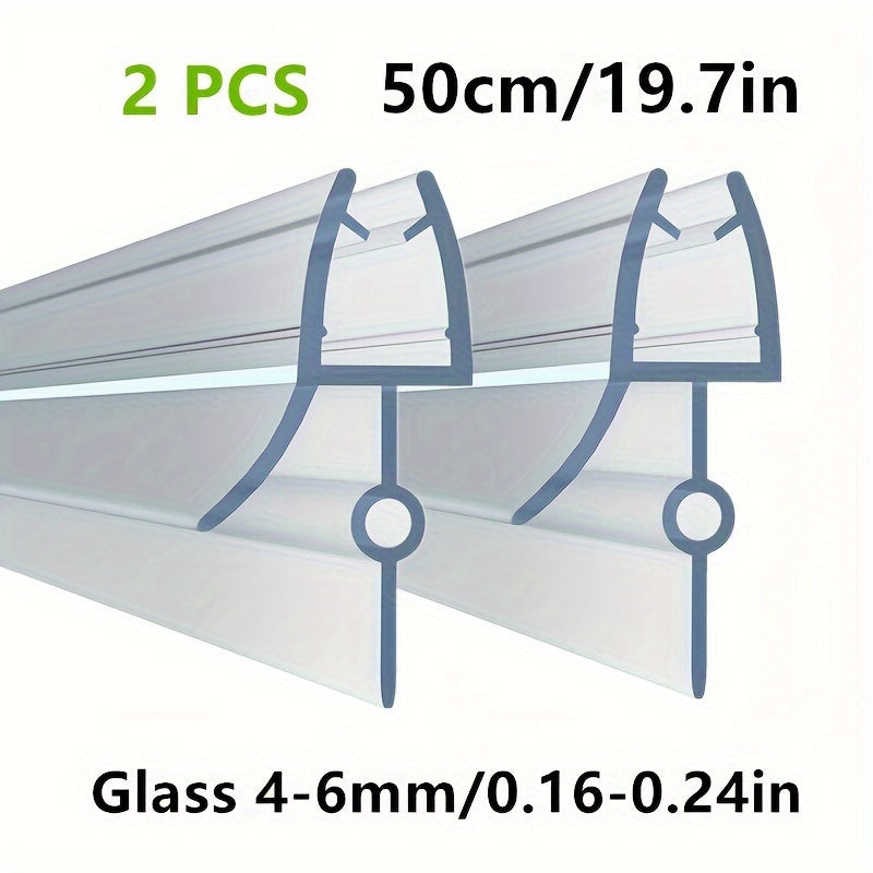 2-Pack 50cm PVC Shower Door Seal Strip Waterproof Rubber Bathroom Glass Door Seal for 4-6mm Glass