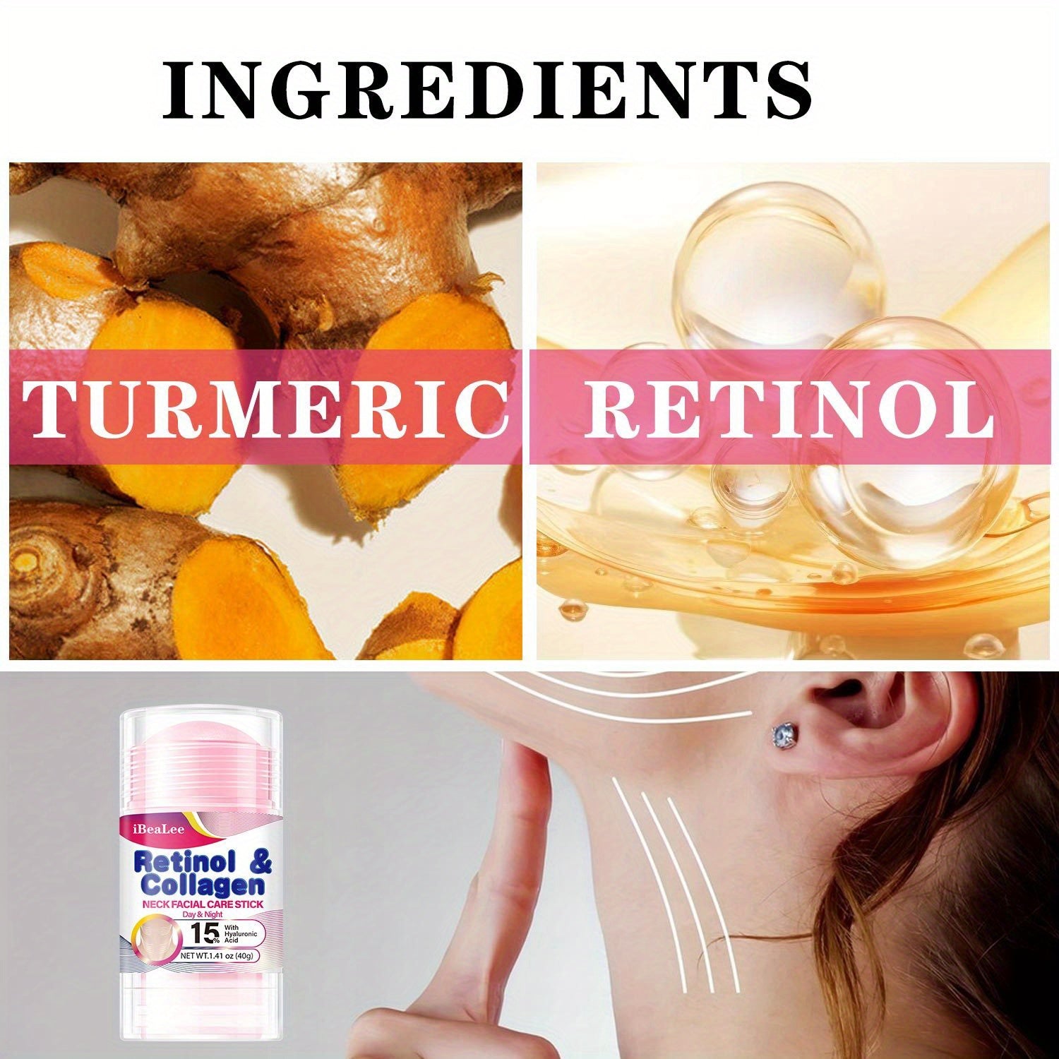 Women Neck Firming Stick with Retinol and Collagen 40g Moisturizer