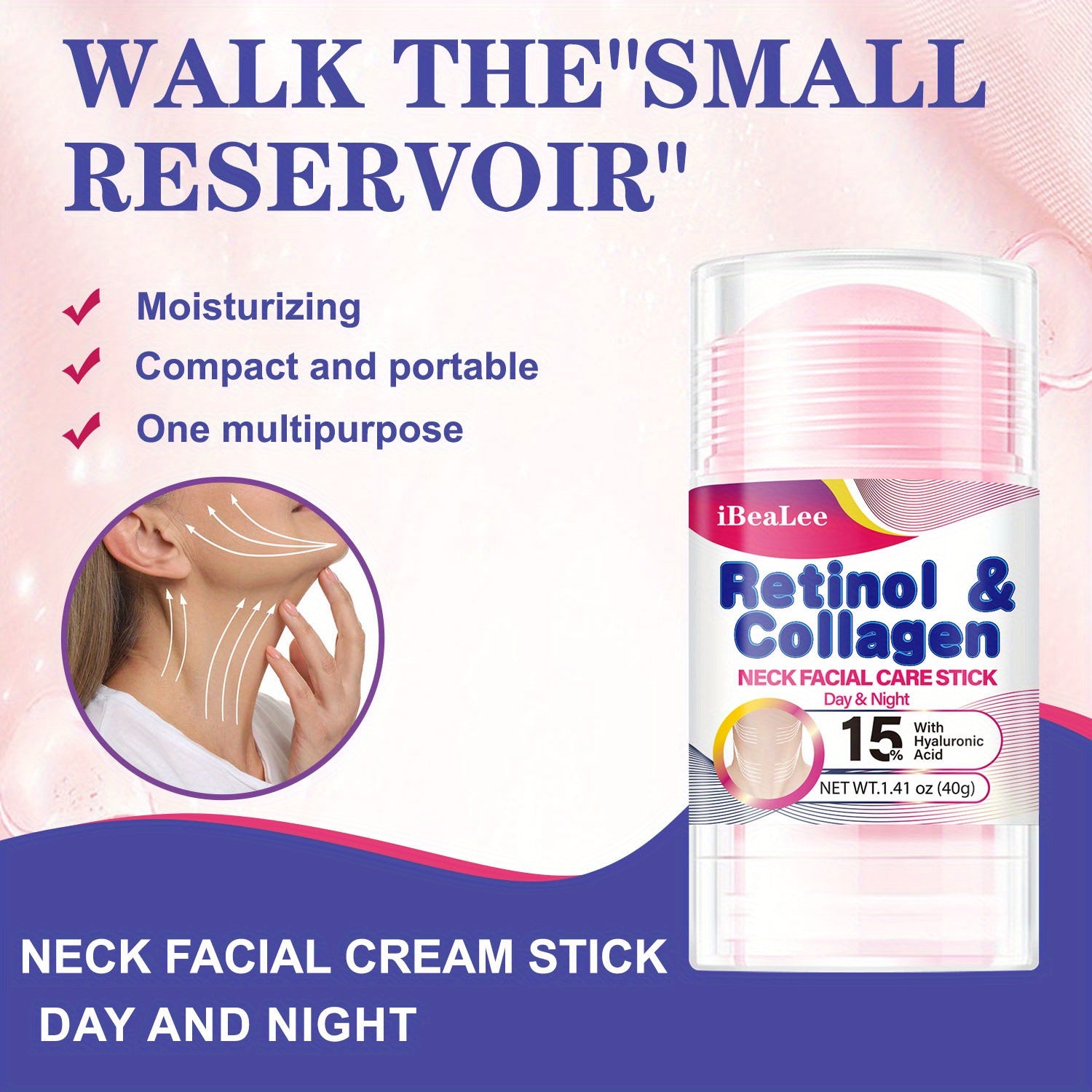 Women Neck Firming Stick with Retinol and Collagen 40g Moisturizer