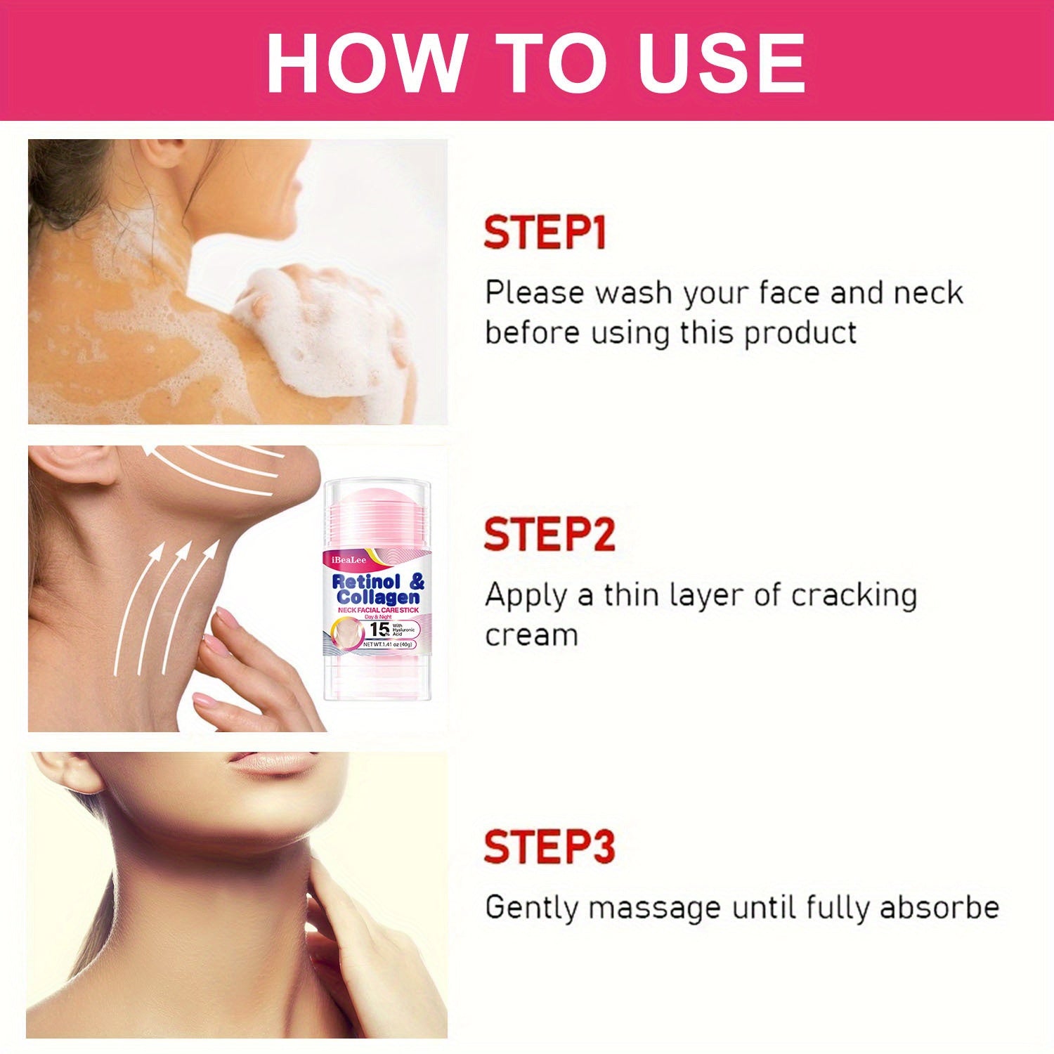 Women Neck Firming Stick with Retinol and Collagen 40g Moisturizer