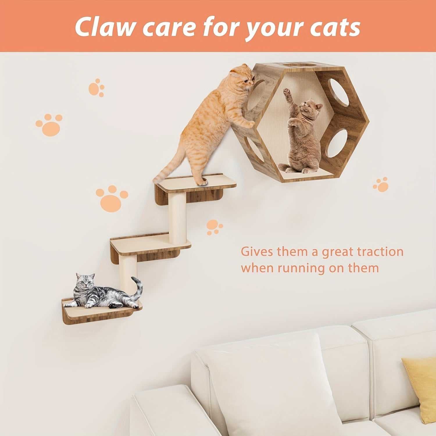 Self-Adhesive Cat Scratching Mat 199.9x39.88cm Protects Furniture Promotes Healthy Claws
