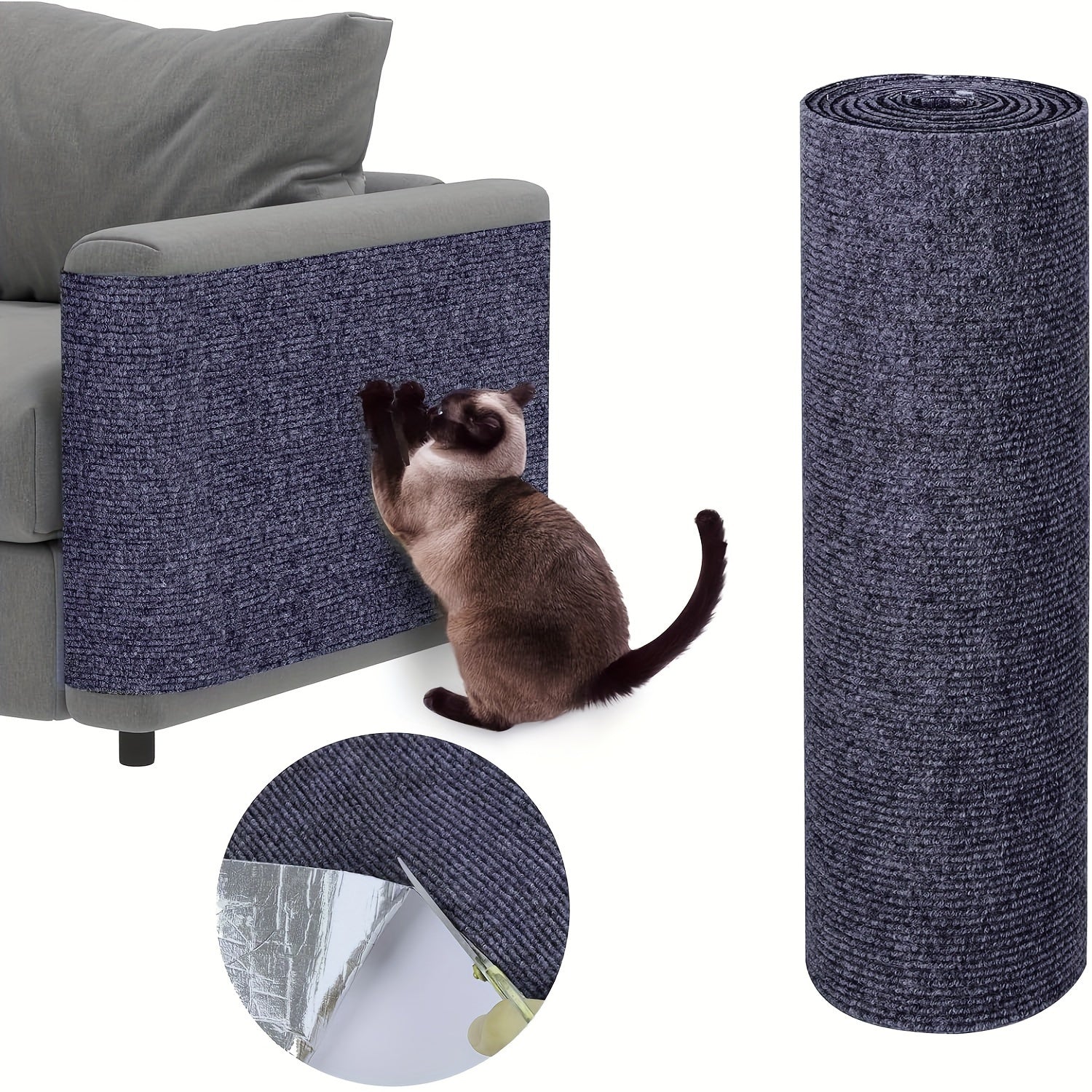 Self-Adhesive Cat Scratching Mat 199.9x39.88cm Protects Furniture Promotes Healthy Claws