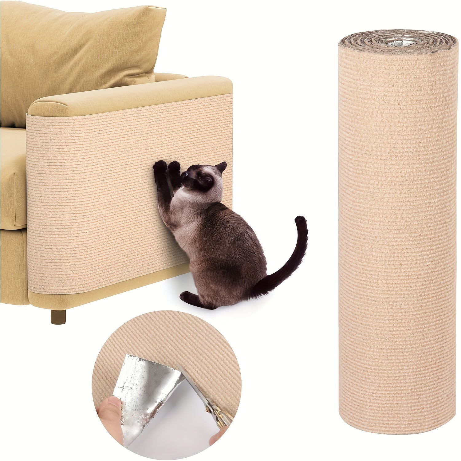 Self-Adhesive Cat Scratching Mat 199.9x39.88cm Protects Furniture Promotes Healthy Claws