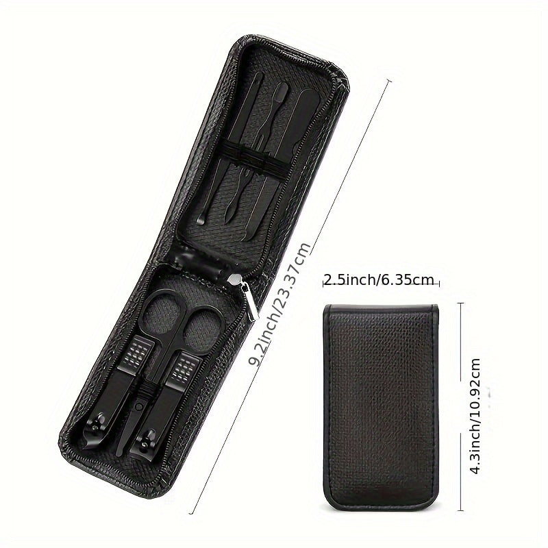 6-ta qismli zanglamaydigan po'latdan tayyorlangan manikyur va pedikyur to'plami, saqlash qutisi bilan, erkaklar, ayollar va keksa avlod uchun