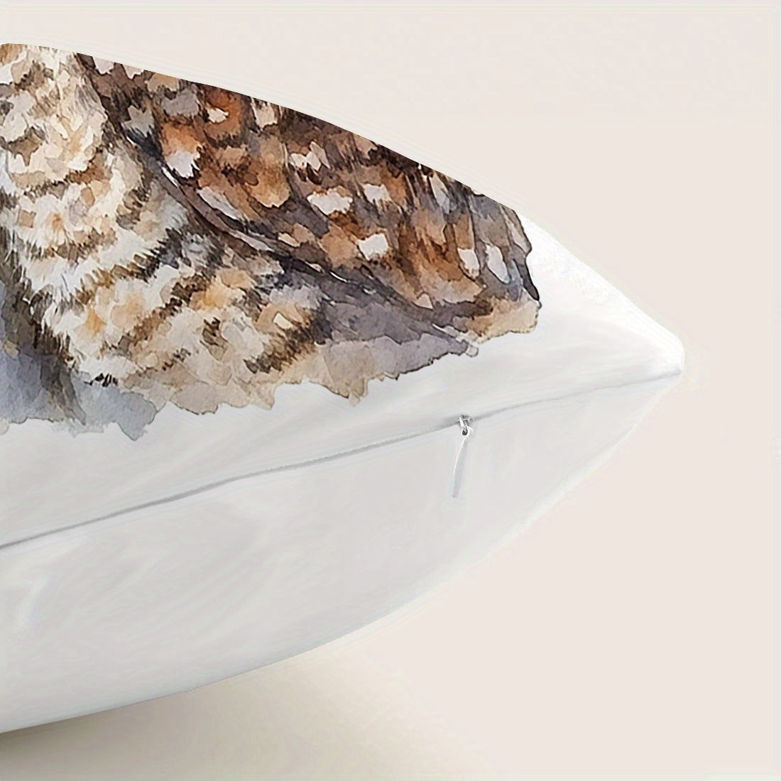 Наволочка с иллюстрацией совы 44,96x44,96 см, полиэстер, на молнии, вставка не входит в комплект