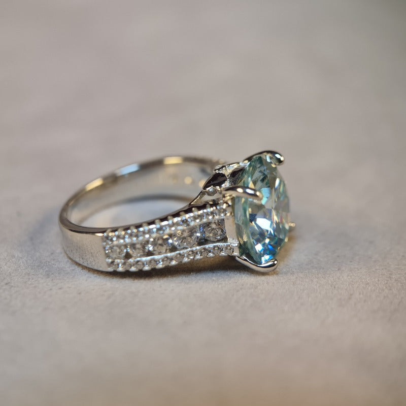 10 Carat Moissanite Engagement Ring Sterling Silver Wedding Jewelry for Her