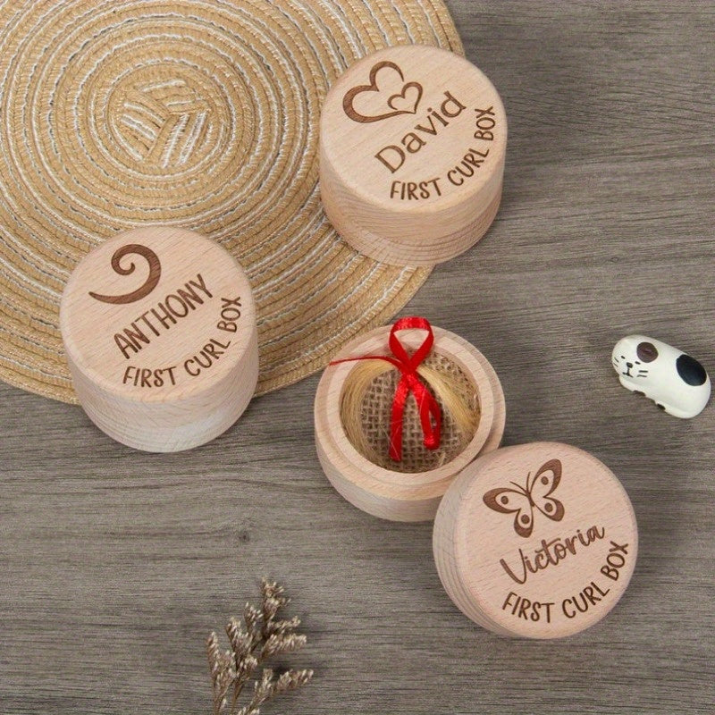 Personalized Wooden Keepsake Box for Baby's First Haircut and Memories