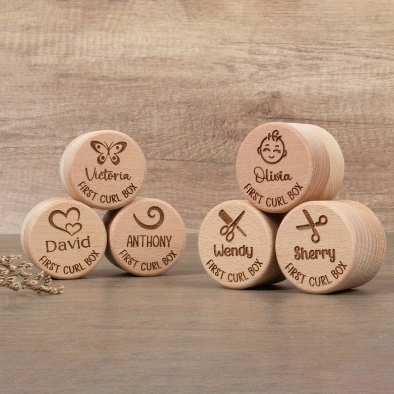 Personalized Wooden Keepsake Box for Baby's First Haircut and Memories