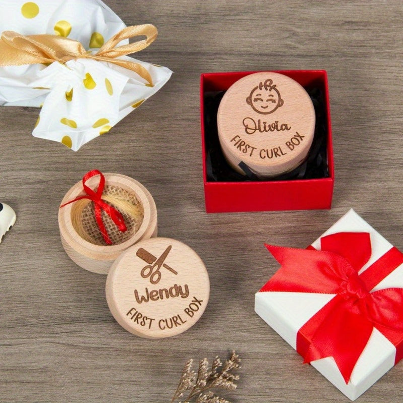 Personalized Wooden Keepsake Box for Baby's First Haircut and Memories