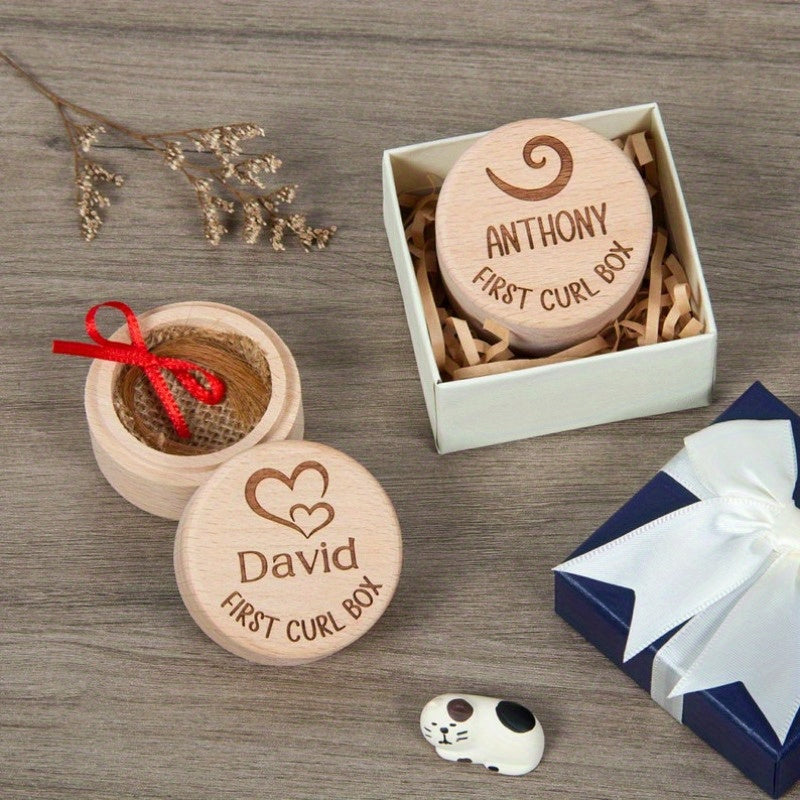 Personalized Wooden Keepsake Box for Baby's First Haircut and Memories