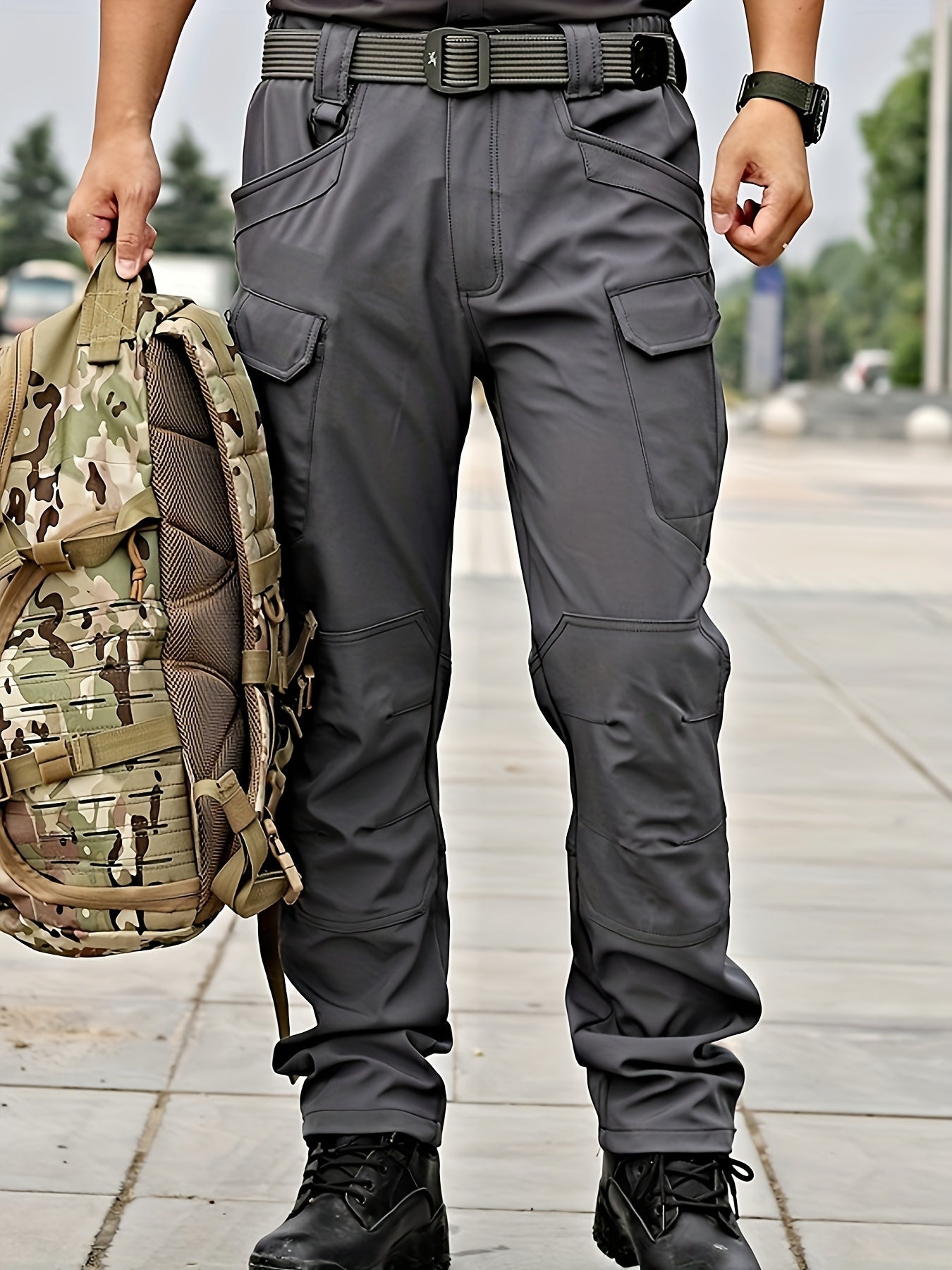 Erkaklar uchun tashqi sport to'plami, kapuchonli kurtka, bir nechta cho'ntaklar va turli faoliyatlar uchun bir rangli - Kuz/Qish to'plami