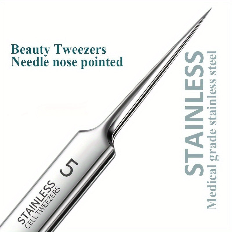 Professional Stainless Steel Tweezers Needle Nose Pimple Blackhead Remover